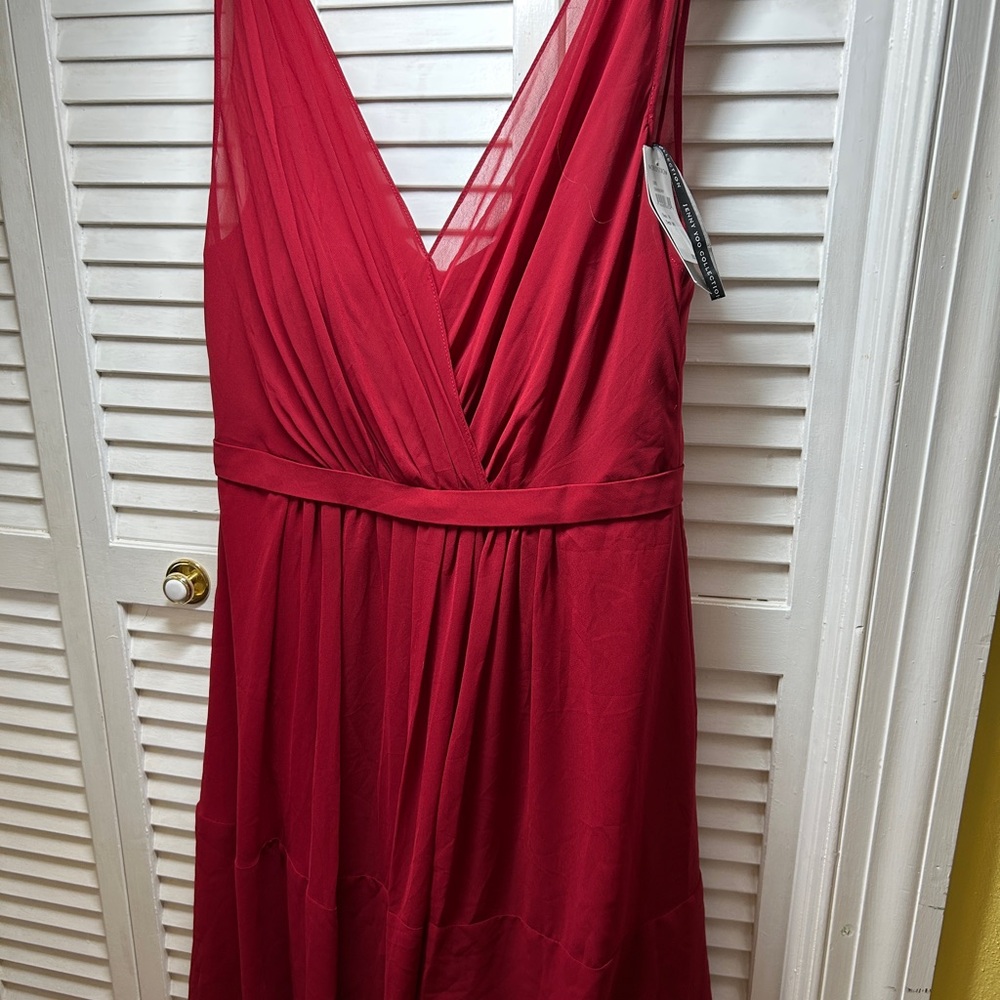 Jenny Yoo Elegant Cranberry Colored Dress Size 14 NWT